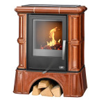 Kachlová kamna ABX Bavaria s výměníkem, kachlový sokl kaštan